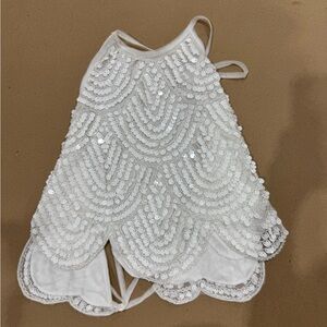 White Sequin Sleeveless Top